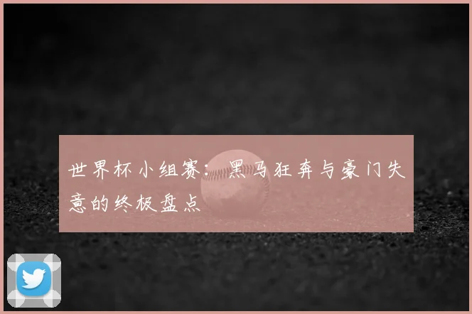 世界杯小组赛：黑马狂奔与豪门失意的终极盘点